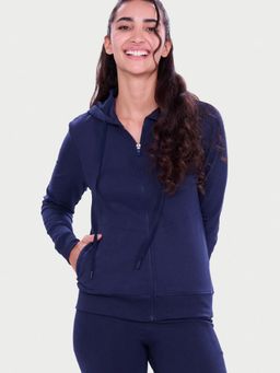 Enamor - Women Navy Blue Relaxed Hoodie