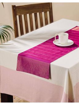 Fabindia - Pink Cotton Silk Woven Nurvi Chanderi Table Runner