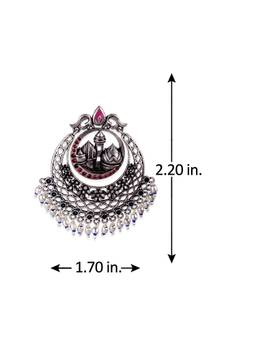 Voylla - Arabian Nights Antique Silver Brass Jhumka Earrings with Multi Stone