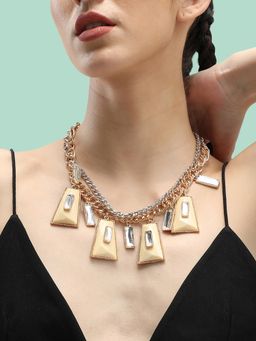 Sohi - Gold Plated Beige Stone Necklace for Women