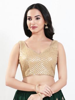 VAMAS - THE DESIGNER BLOUSES - Women Gold Sweetheart Embroidered Sleeveless Padded Blouse