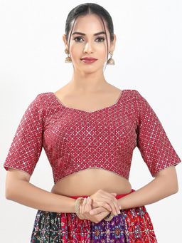 VAMAS - THE DESIGNER BLOUSES - Women Pink Sweetheart Embroidered Half Sleeves Padded Blouse