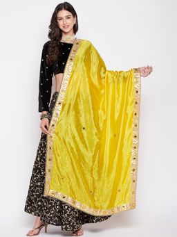 Clora Creation - Yellow Silk Blend with Mirror and Gotta Patti Work Dupatta