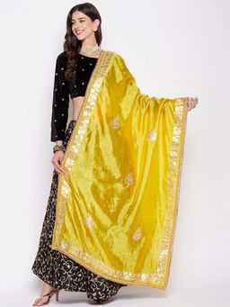 Clora Creation - Women Yellow Gotta Patti Silk Blend Dupatta
