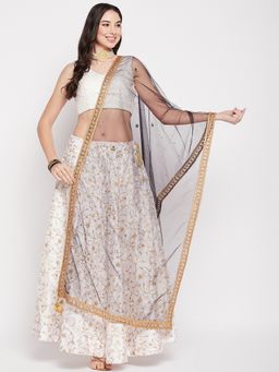 Clora Creation - Black Gotta Patti Net with Sequinned Work Dupatta