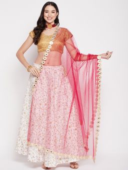Clora Creation - Women Magenta Embellished Net with Sequinned Work Dupatta