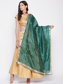 Clora Creation - Bottle Green Gotta Patti Silk Blend Dupatta