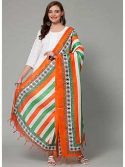 Clora Creation - Tri Colour Printed Chanderi Silk Dupatta