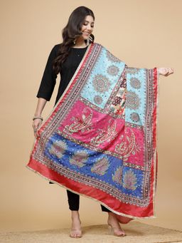 Clora Creation - Women Multicolor Chinon Digital Print Pakistani with Mirror Work Dupatta