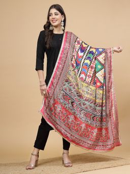 Clora Creation - Women Multicolor Chinon Digital Print Pakistani with Mirror Work Dupatta