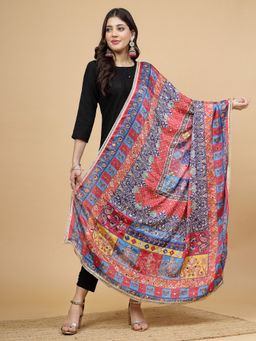 Clora Creation - Multicolor Chinon Digital Print Pakistani with Mirror Work Dupatta
