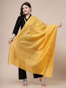 Clora Creation - Mustard Cotton Embroidered Dupatta