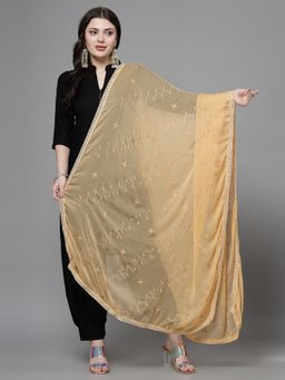 Clora Creation - Beige Chiffon Embroidered Dupatta