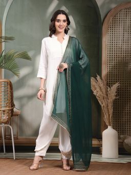 Clora Creation - Bottle Green Gotta Patti Chiffon Dupatta