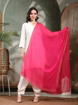 Clora Creation - Magenta Gotta Patti Chiffon Dupatta