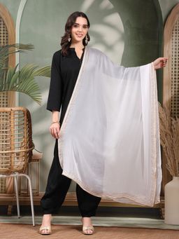 Clora Creation - White Gotta Patti Chiffon Dupatta