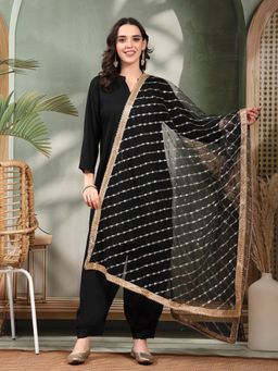 Clora Creation - Black Embellished Net Dupatta