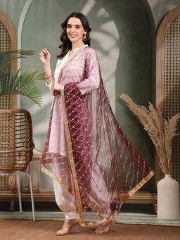 Clora Creation - Wine Embellished Net Dupatta