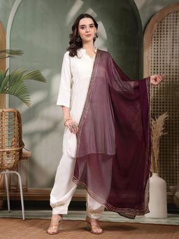 Clora Creation - Wine Gotta Patti Chiffon Dupatta