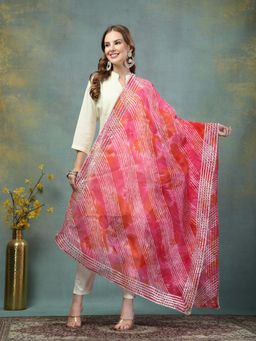 Clora Creation - Magenta Kota Leheriya With Gotta Work Dupatta