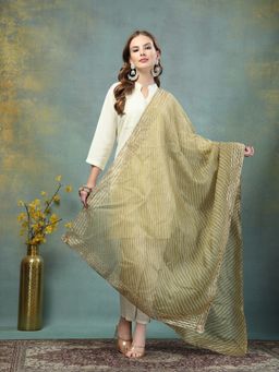 Clora Creation - Beige Kota Leheriya With Gotta Work Dupatta