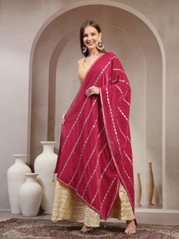 Clora Creation - Magenta Embellished Velvet with Gotta Patti Work Dupatta