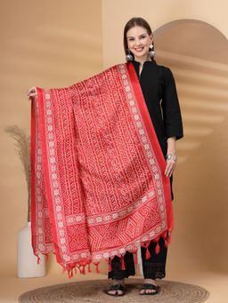 Clora Creation - Red Bandhani Patola Printed Dupatta