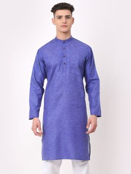 Jompers - Men Cotton Solid Kurta in Blue