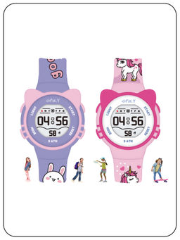 Spiky - Cats-Ears Round Designed Strap Multifunctional Digital Watch for Kids (Pack of 2) (Medium)