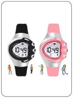 Spiky - Round Heart Shape Stylish Multifunctional Sports Digital Wrist Watch (Pack of 2) (Medium)
