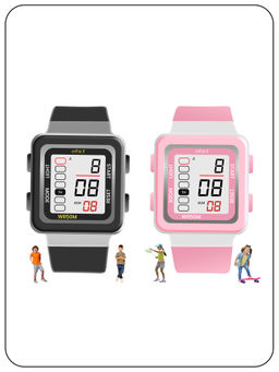 Spiky - Square Multi Functional Sports Digital Watch with Fashionable Display (Pack of 2) (Medium)