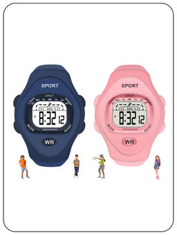 Spiky - Unique Rectangle Dial Multi Functional Sports Kids Digital Watch for (Pack of 2) (Medium)