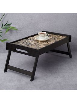 HomeTown - Print Modern Black Engineered Wood Bed Tray in Multi-Color