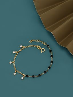 Carlton London - Multi-Color Toned CZ Studded Gold Plated Mangalsutra Charm Bracelet