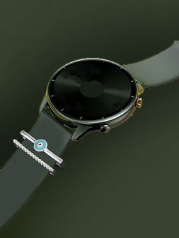 Carlton London - Set of 2 Rhodium Plated Silver Embellished Watch Charms