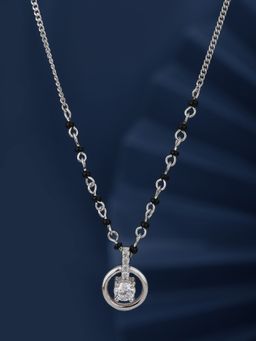 Carlton London - White Toned CZ Studded Rhodium Plated Mangalsutra