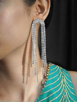 Niscka - Shimmering Cubic Zircons Tassel Earrings