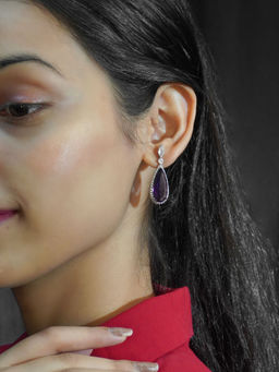 Niscka - Purple Swarovski Crystals Dangler Earrings