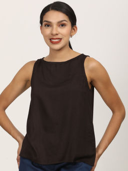 Saltpetre - Women Coffee Sleeveless Round Neck Top