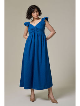 Studio Rabha - Sapphire Textured Cotton Sweetheart Dress