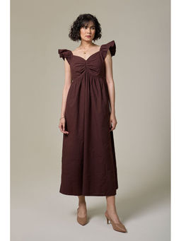 Studio Rabha - Mocha Cotton Linen Sweetheart Dress