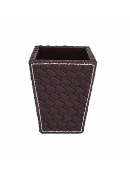 Premsons - Artificial Leatherette Woven Design Pen Holder - Brown