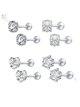 Arendelle - Silver Solid Earrings (Pack of 4)