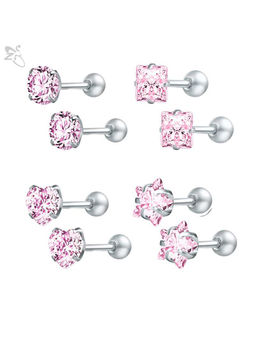 Arendelle - Pink Solid Earrings (Pack of 4)