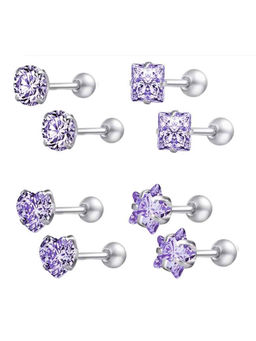 Arendelle - Purple Embellished Earrings (Pack of 4)