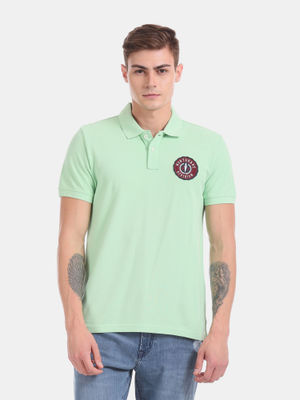 Aeropostale Polo T-Shirts : Buy Aeropostale Green Solid Cotton Pique ...