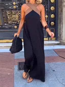 MISS MOSA BY AKANKSHA - Jemini Summer Holiday Black Maxi Dress