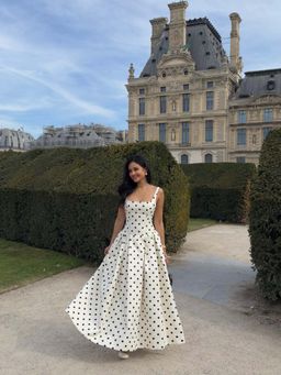 MISS MOSA BY AKANKSHA - Neiman Polka Dot Summer Holiday White Maxi Dress