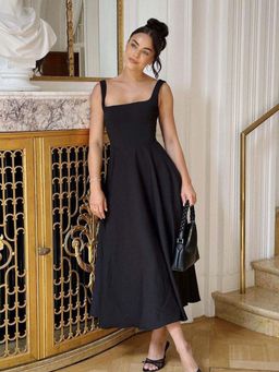 MISS MOSA BY AKANKSHA - Suzanne Luxe Statement Holiday Black Maxi Dress