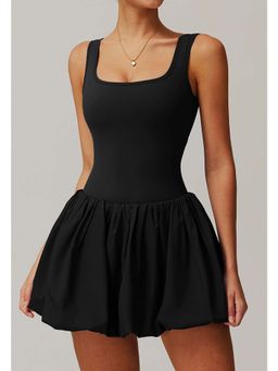 MISS MOSA BY AKANKSHA - Venessa Statement Black Balloon Mini Dress with Shorts (Set of 2)